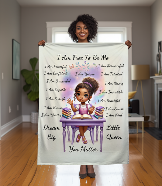 "I Am Free To Be Me" Inspirational Mink Touch Fleece Blanket