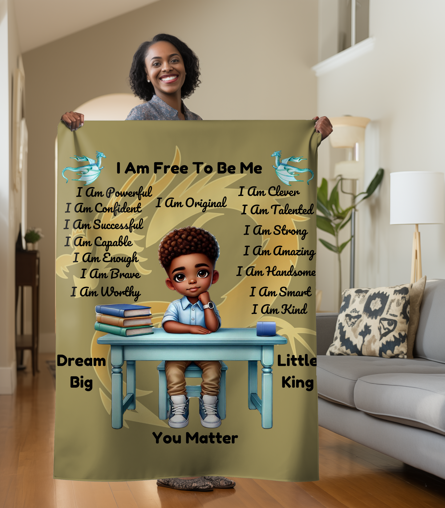 Inspirational "Little King" Blanket for Boys