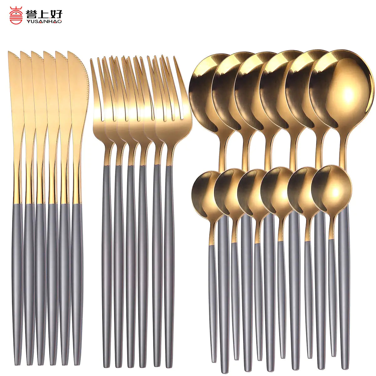 24pcs Gold Stainless Steel Cutlery Set