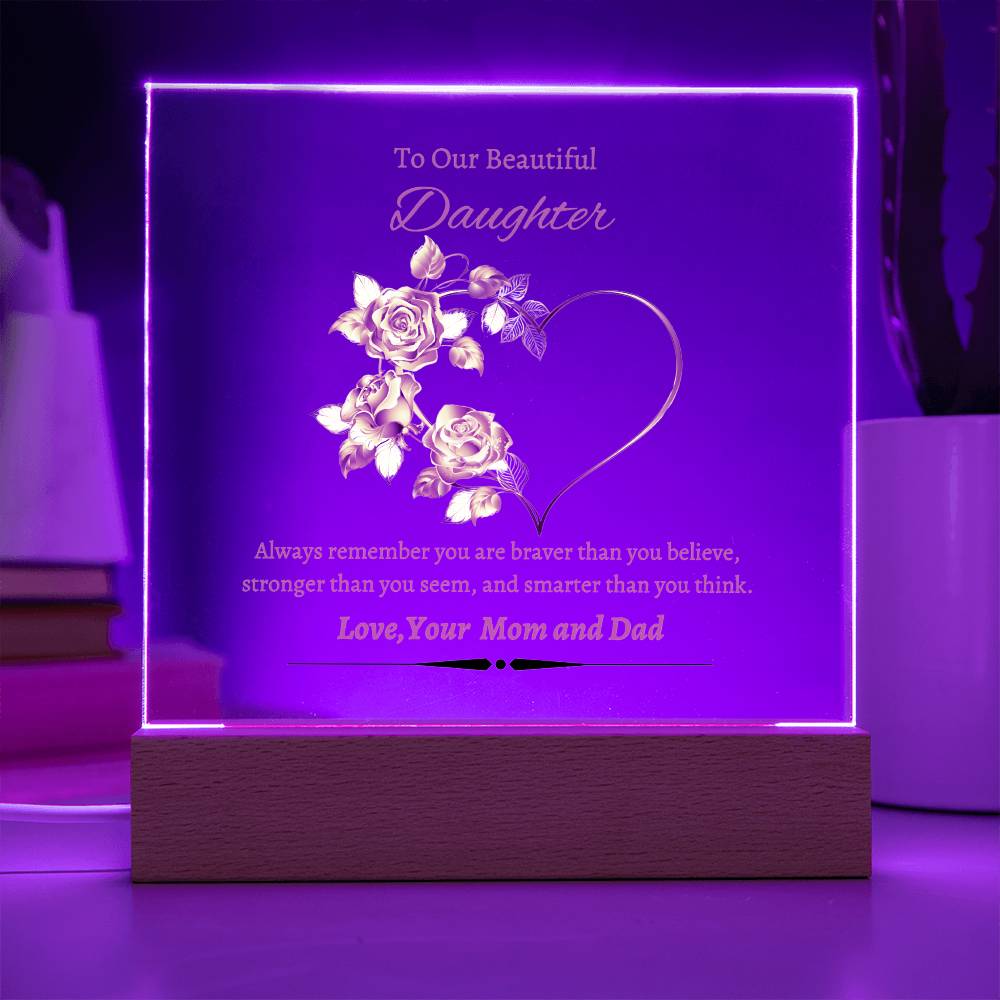 To Our Beautiful Daughter, Love Mom and Dad | Acrylic Square Plaque