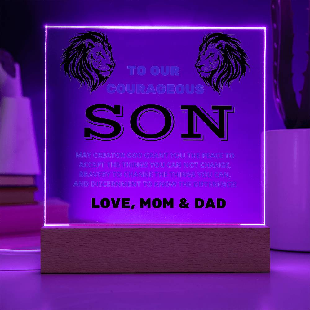 To Our Courageous Son | Acrylic Square Plaque