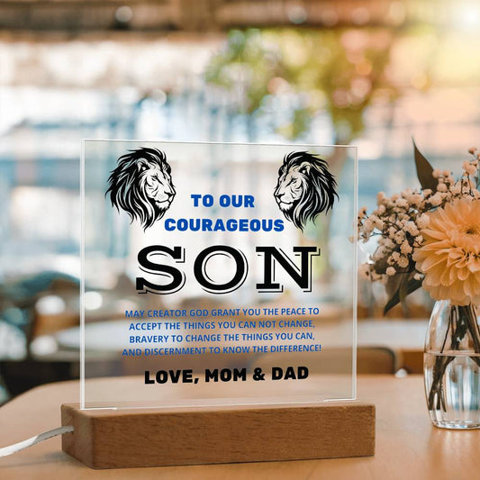 To Our Courageous Son | Acrylic Square Plaque