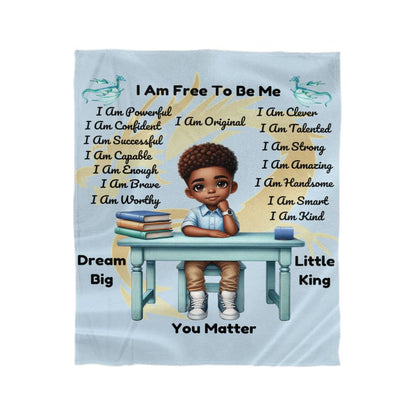 Inspirational "Little King" Blue Blanket for Boys