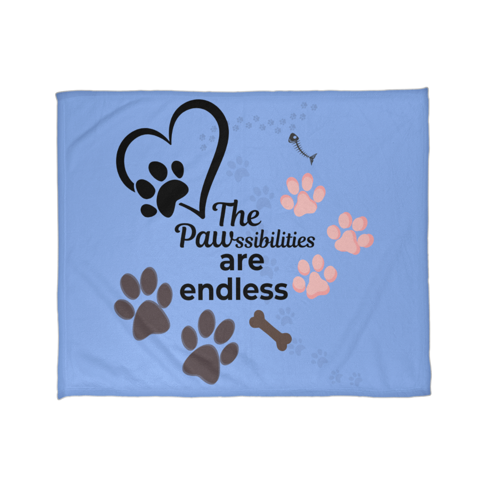 Pawssibilities Coral Fleece Blanket – Soft Blue