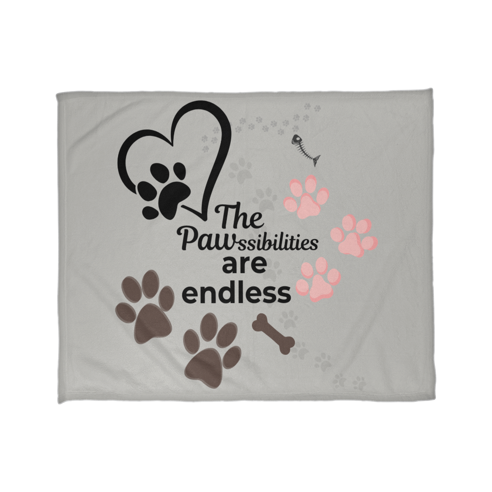 Pawssibilities Coral Fleece Blanket – Light Gray