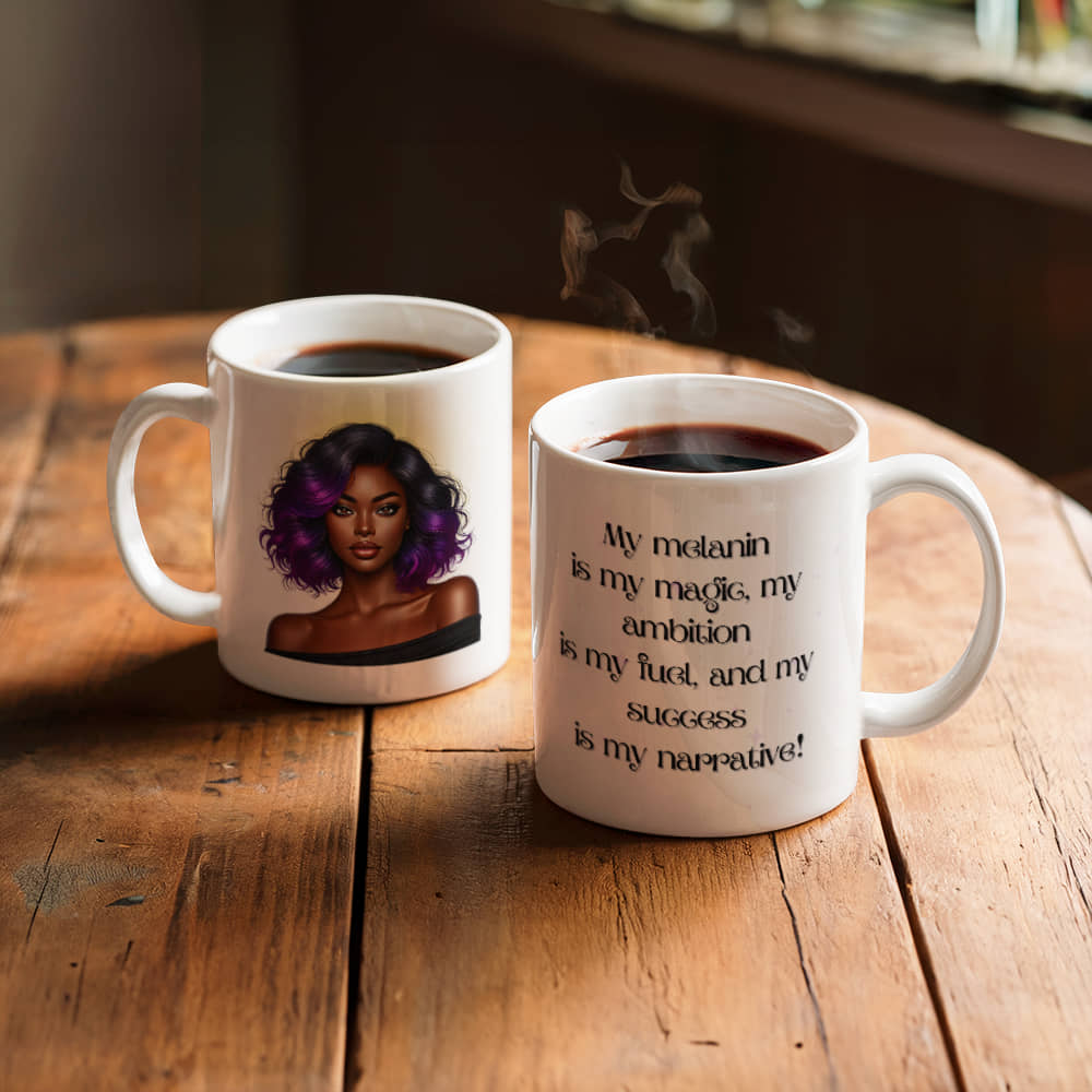 Glam Mug | My Melanin, Is My Magic | White Ceramic Mug