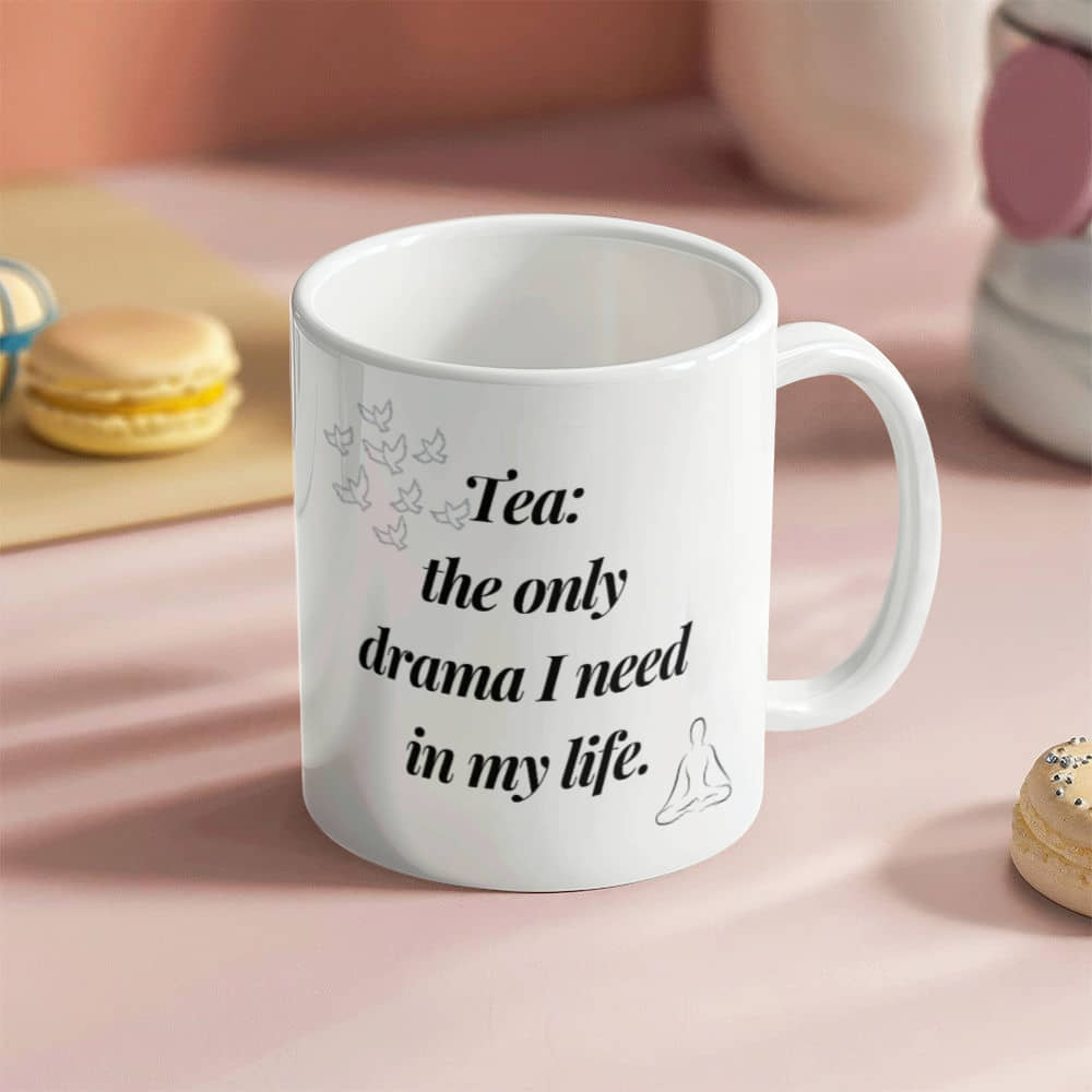 Drama Free | White Ceramic Mug