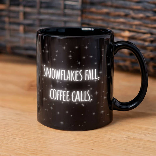 Snowflake Bliss | Black Ceramic Mug